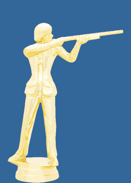 8335t Gold Plastic Female Trap Shooting Trophy Figurine - 14cm
