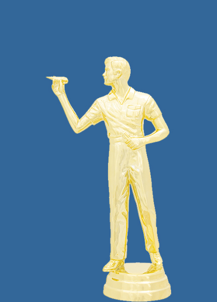 8338t Gold Plastic Male Darts Trophy Figurine - 13cm