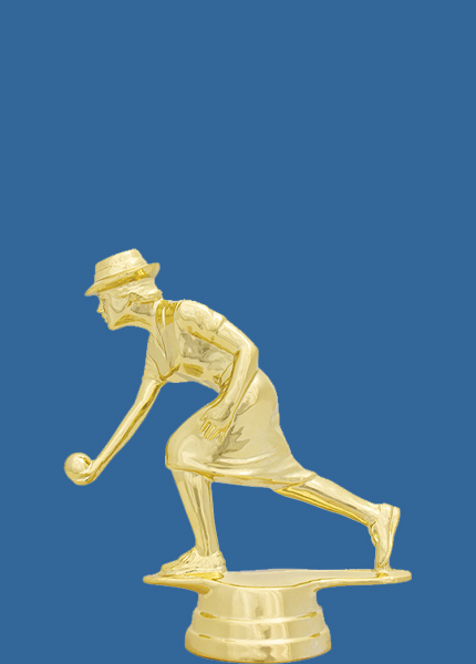 8383t Gold Plastic Female Lawn Bowls Trophy Figurine - 10cm
