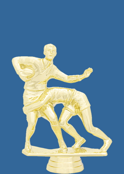 8412t Gold Plastic Tackling Rugby Trophy Figurine - 12cm