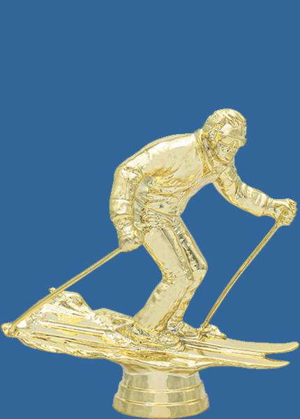8647t Gold Plastic Cross Country Skiing Trophy Figurine - 12cm