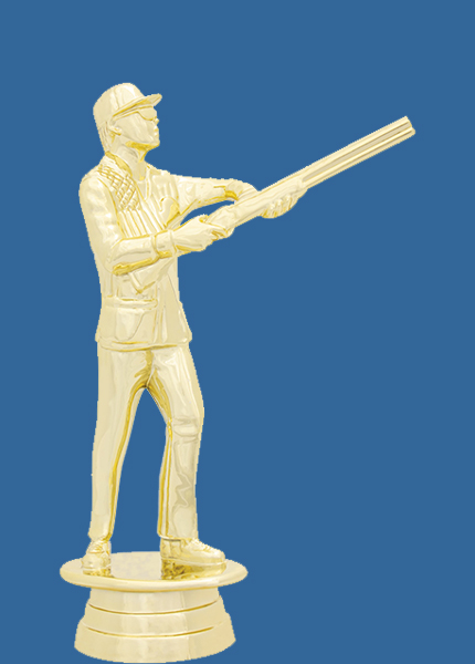 8664t Gold Plastic Male Skeet Shooting Trophy Figurine - 14cm