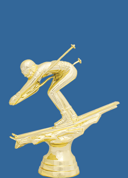 8666t Gold Plastic Downhill Skiing Trophy Figurine - 12cm