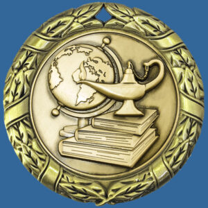 MW70+MM05Gt Wreath Medal with Antique Gold Academic Insert - 70mm