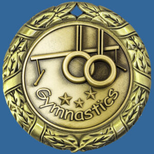 MW70+MM14Gt Wreath Medal with Antique Gold Gymnastics Insert - 70mm