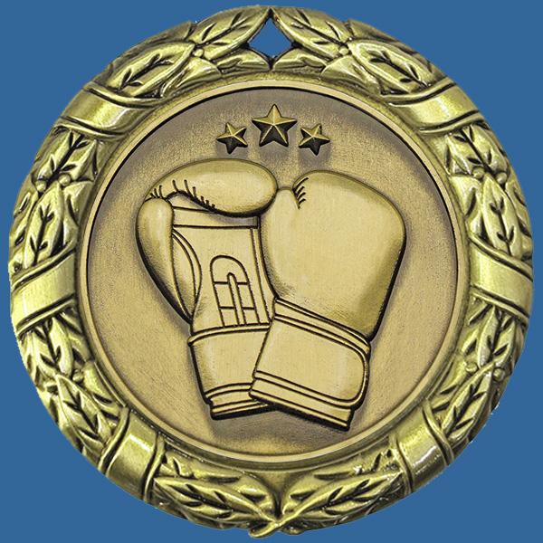 MW70+MM32Gt Wreath Medal with Antique Gold Boxing Insert - 70mm