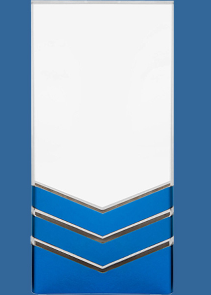 1286-2_e Rectangle Metallic Blue Clear Crystal Award 30mm thick
