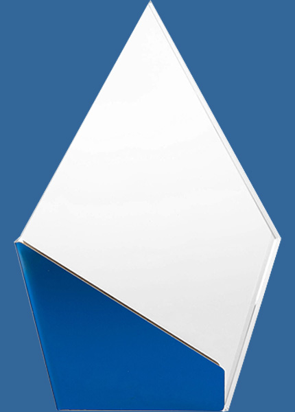 1286-3_e Arrowhead Metallic Blue Clear Crystal Award 30mm thick