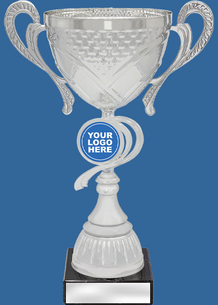 CUP182_t Silver Metal Cup on Black Marble Base