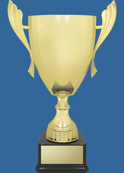 CUP185_t Gold Metal Cup on Black Plastic Base