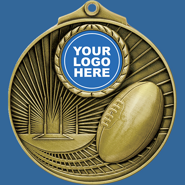 MZ131Gt 70mm Antique Gold Australian Football Medal with 25mm Custom Insert - 5mm Thick (Copy)