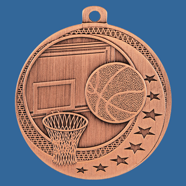 MW907Bt Wayfare Series Basketball Medal Antique Bronze