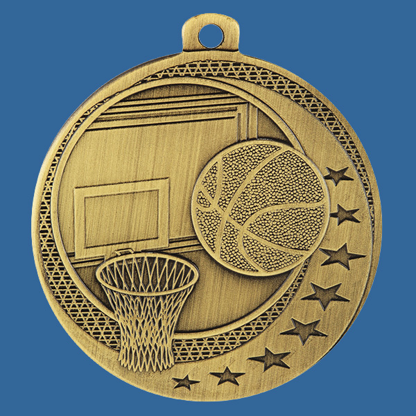 MW907Gt Wayfare Series Basketball Medal Antique Gold