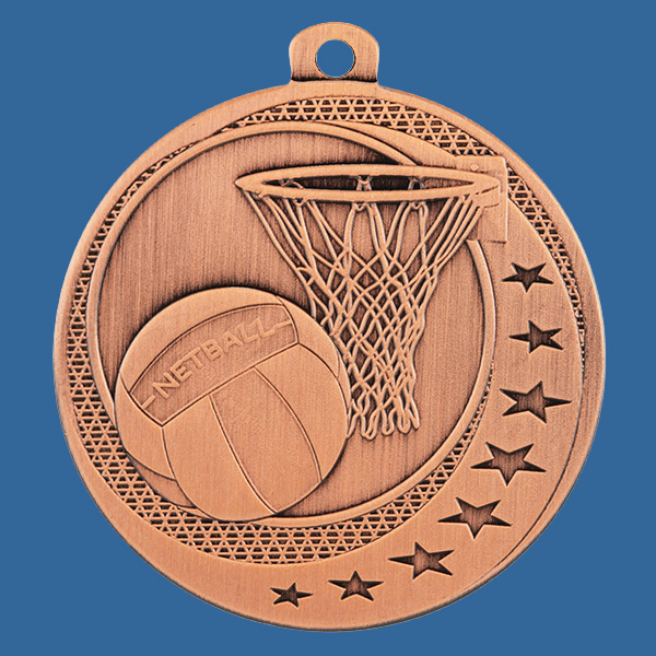 MW911Bt Wayfare Series Netball Medal Antique Bronze