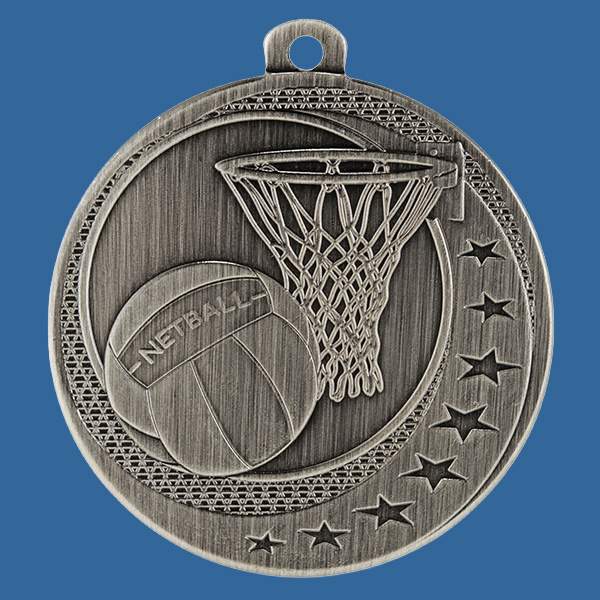 MW911St Wayfare Series Netball Medal Antique Silver