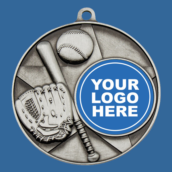 MZ103St Antique Silver Topline Baseball Medal 50mm
