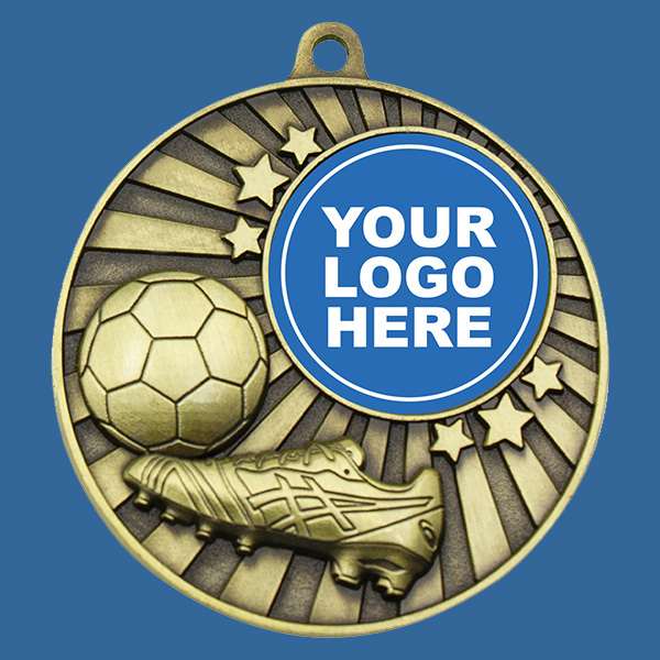 MZ604Gt Antique Gold Football Medal 50mm