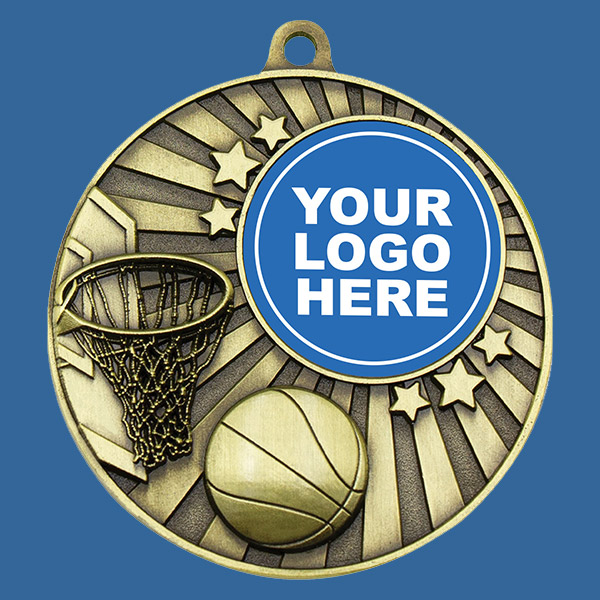 MZ607Gt Antique Gold Basketball Medal 50mm