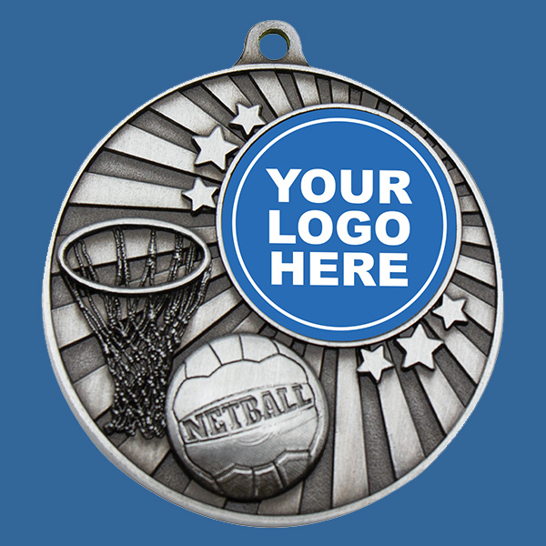 MZ611St Antique Silver Netball Medal 50mm