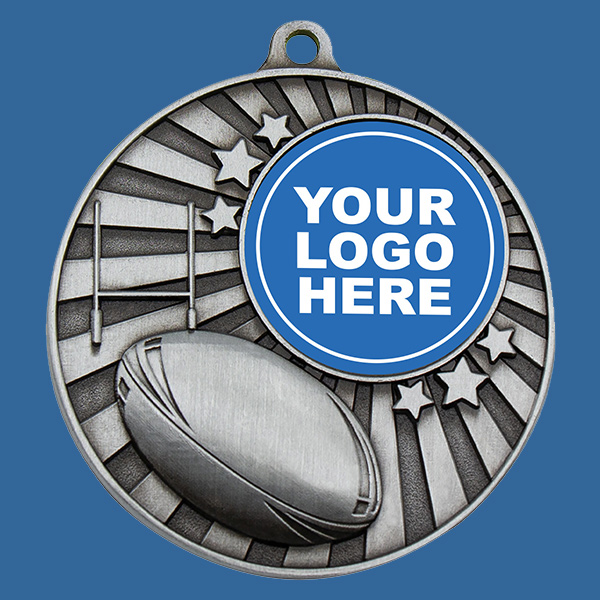 MZ613St Antique Silver Rugby Medal 50mm