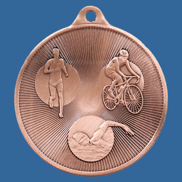 1088-15BRe Universal Series Antique Iron Bronze Triathlon Medal 50mm