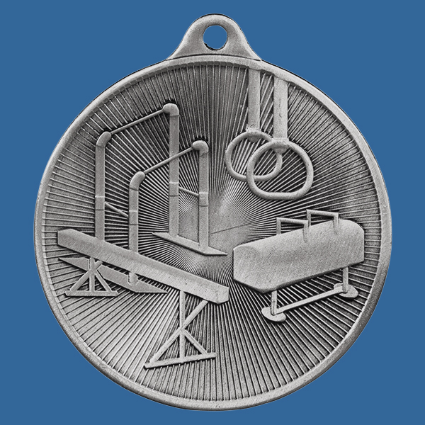 1088-20Se Universal Series Antique Iron Silver Gymnastics Medal 50mm