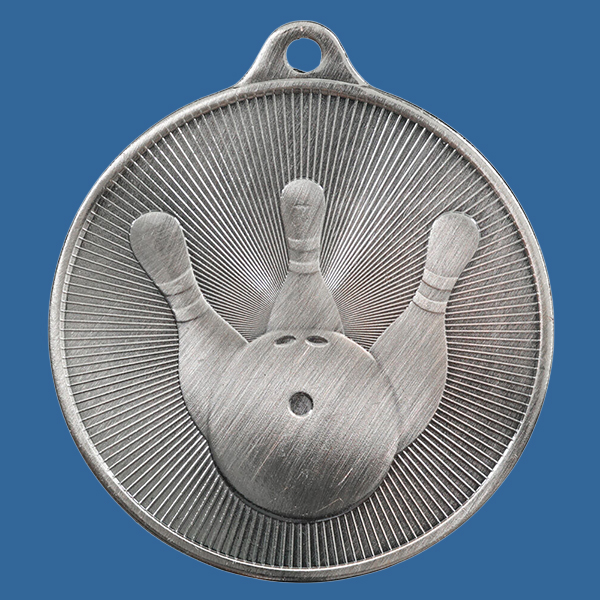 1088-21Se Universal Series Antique Iron Silver Bowling Medal 50mm