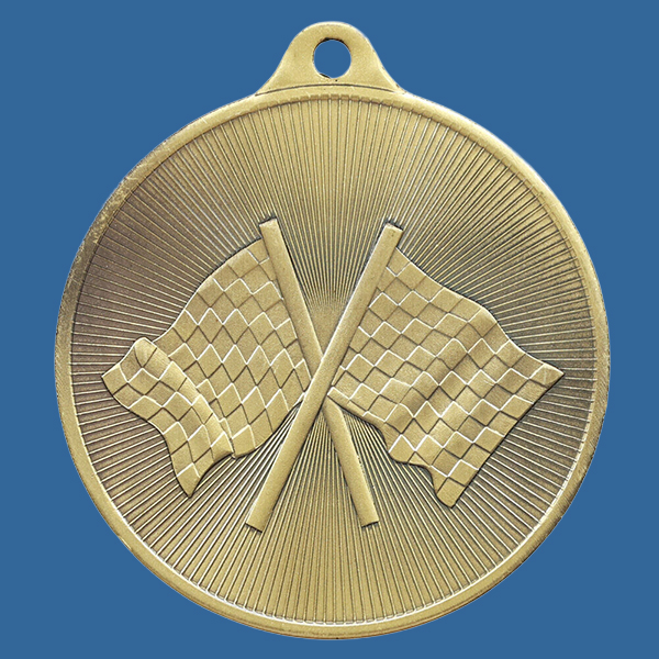 1088-23Ge Universal Series Antique Iron Gold Motorsports Medal 50mm