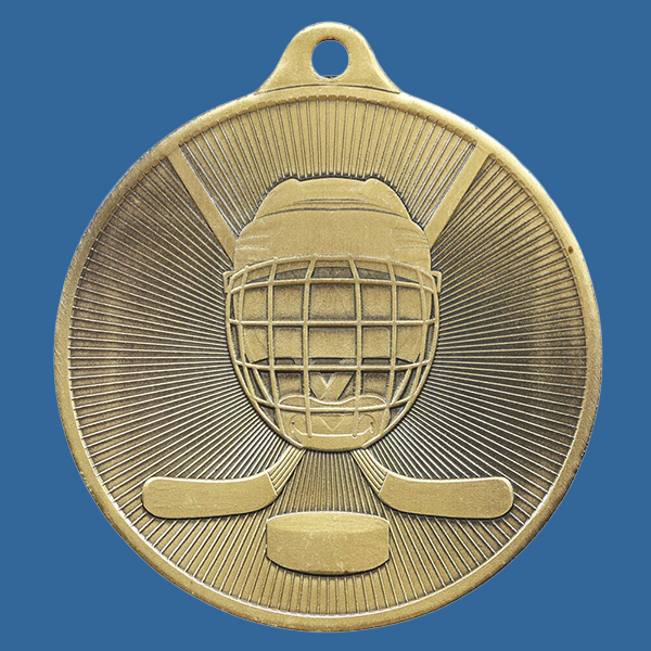 1088-25Ge Universal Series Antique Iron Gold Ice Hockey Medal 50mm