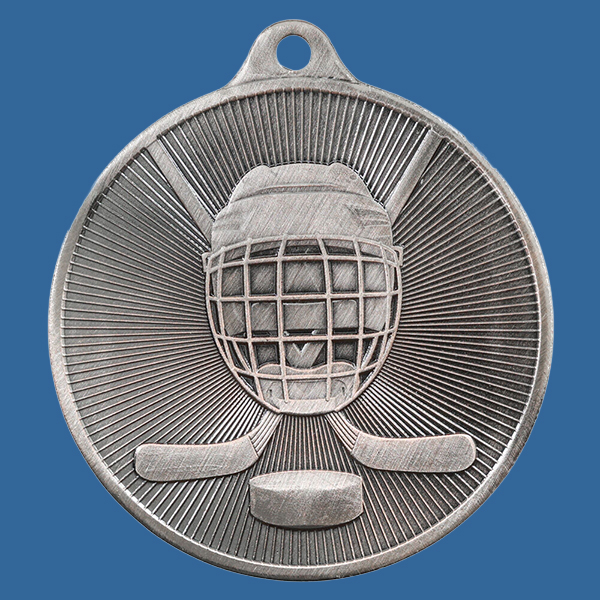 1088-25Se Universal Series Antique Iron Silver Ice Hockey Medal 50mm
