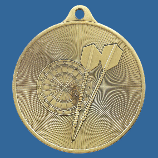 1088-26Ge Universal Series Antique Iron Gold Darts Medal 50mm