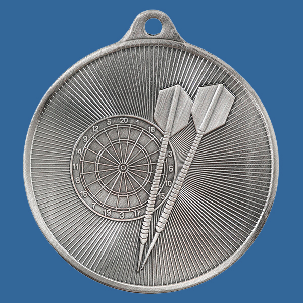 1088-26Se Universal Series Antique Iron Silver Darts Medal 50mm