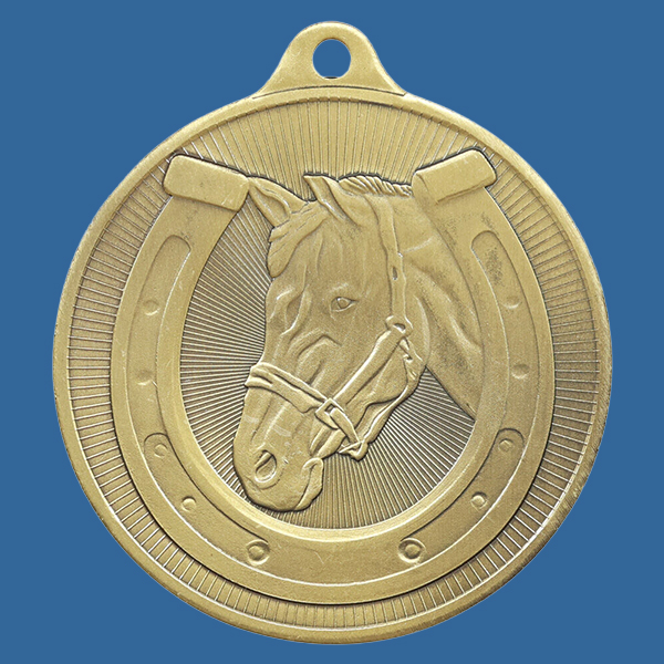 1088-29Ge Universal Series Antique Iron Gold Horses Medal 50mm
