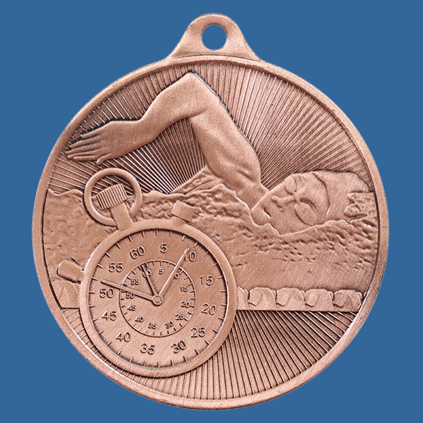 1088-2BR Universal Series Antique Iron Bronze Swimming Medal 50mm