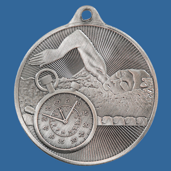 1088-2S Universal Series Antique Iron Silver Swimming Medal 50mm