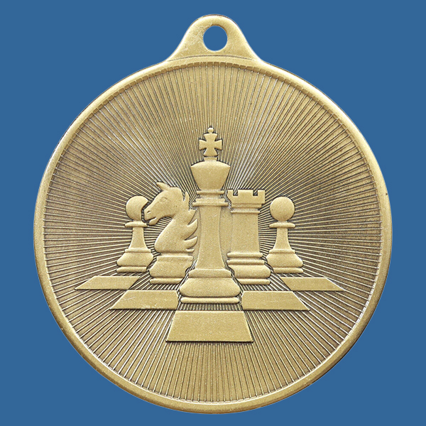 1088-43Ge Universal Series Antique Iron Gold Chess Medal 50mm