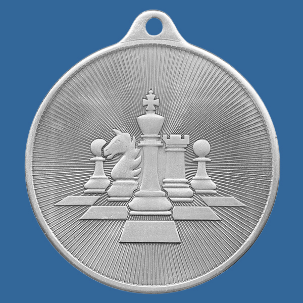 1088-43Se Universal Series Antique Iron Silver Chess Medal 50mm