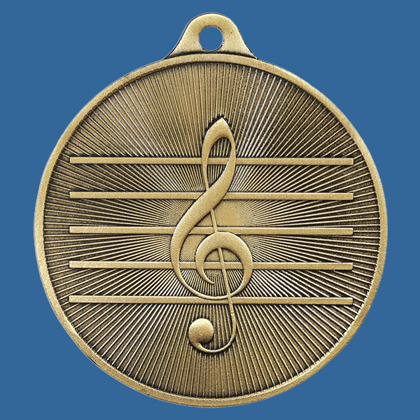 1088-44Ge Universal Series Antique Iron Gold Music Medal 50mm
