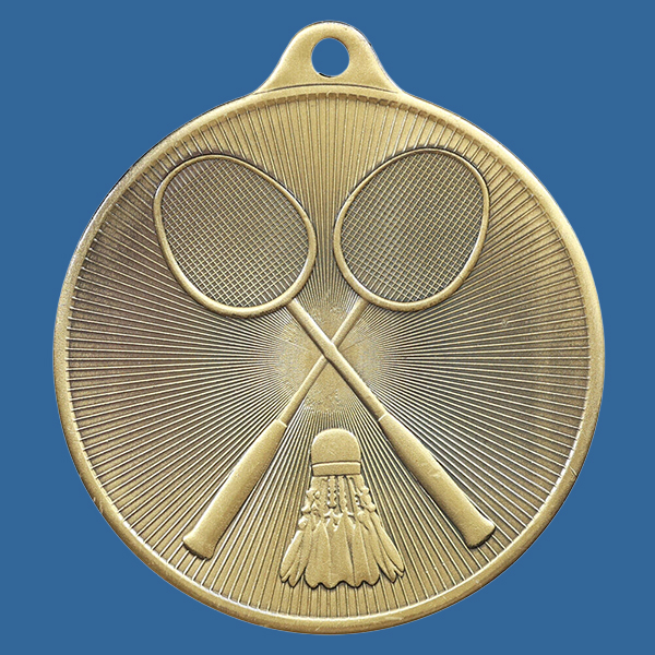 1088-57Ge Universal Series Antique Iron Gold Badminton Medal 50mm