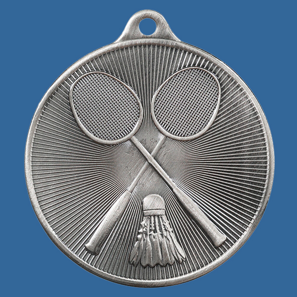 1088-57Se Universal Series Antique Iron Silver Badminton Medal 50mm