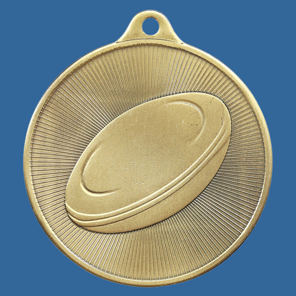 1088-6Ge Universal Series Antique Iron Gold Rugby Medal 50mm