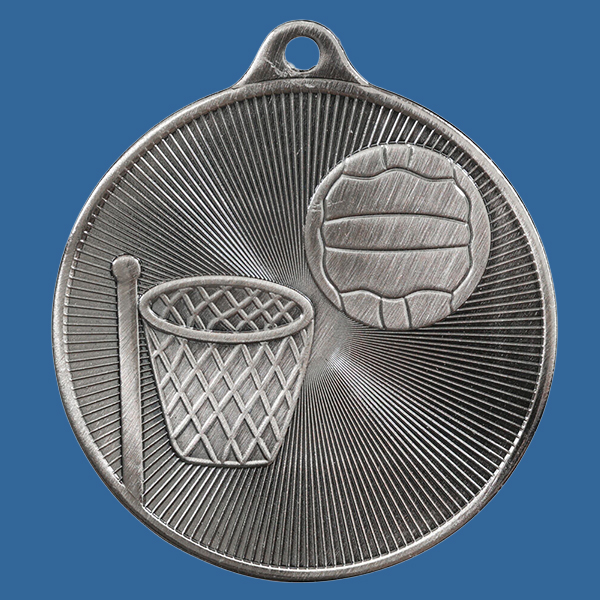 1088-8Se Universal Series Antique Iron Silver Netball Medal 50mm