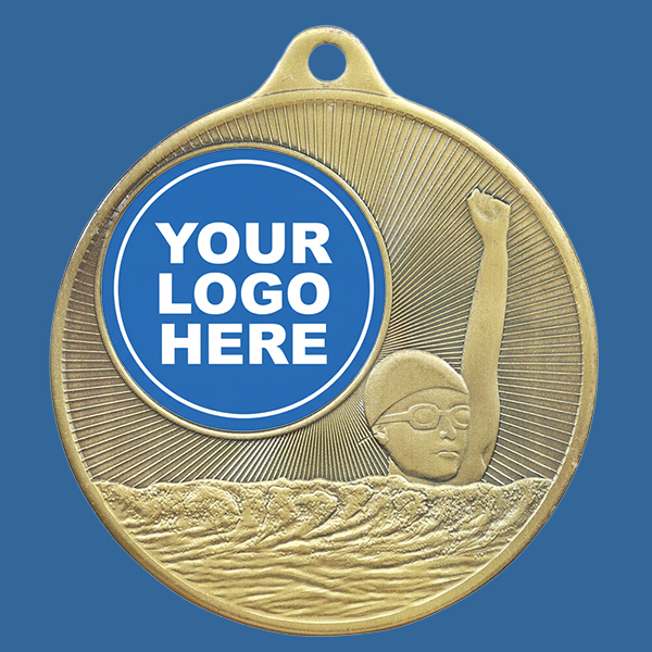 1088C-2Ge Universal Series Antique Iron Gold Swimming Medal 50mm