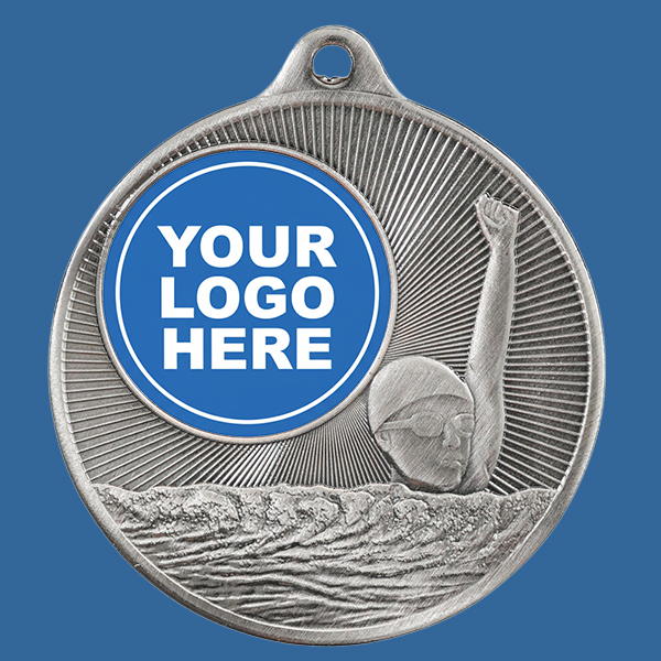 1088C-2Se Universal Series Antique Iron Silver Swimming Medal 50mm