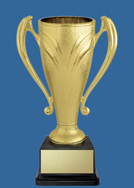 GB1t+BK Gold Plastic Champion Cup on Black Plastic Base