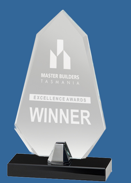 GM429_t Hoplite Clear Glass Award with Chrome Piece on Black Base (REDO)